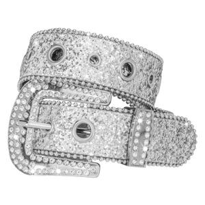 Women Men Rhinestone Belt Western Cowgirl Cowboy Bling Studded Leather Belt🫲